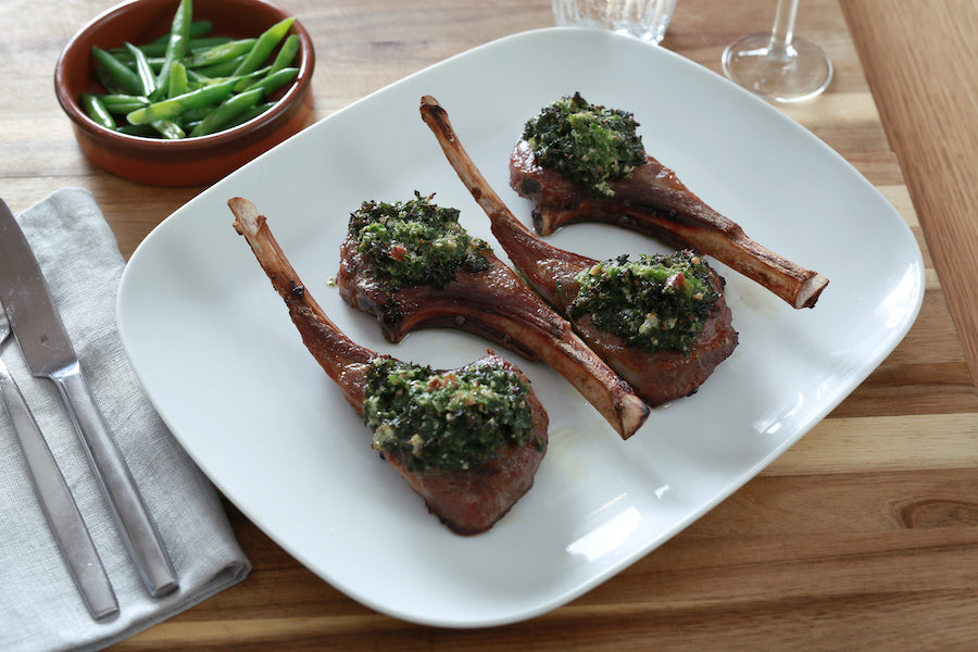 Niall McKenna's Lamb chops with anchovy salsa