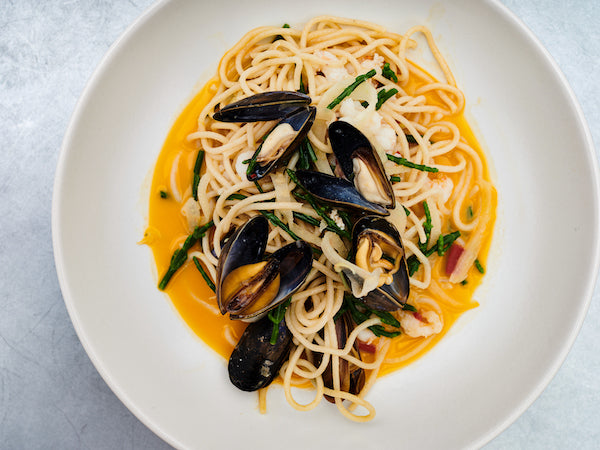 Niall McKenna’s pasta with clams and cockles, and traditional tiramisu